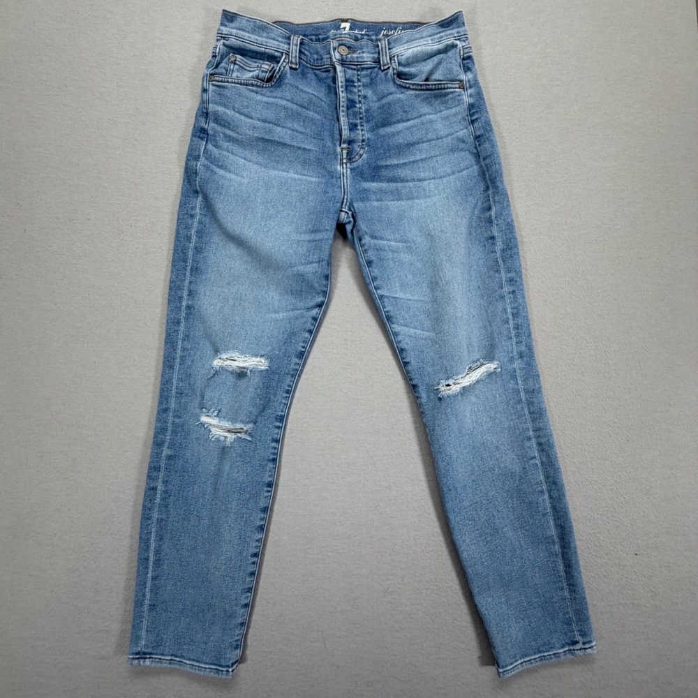 7 For All Mankind Josefina Skinny Boyfriend Distressed Jeans Medium Wash Size 27